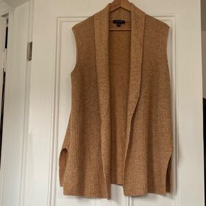 Ann Taylor Camel Open Front Cardigan Vest